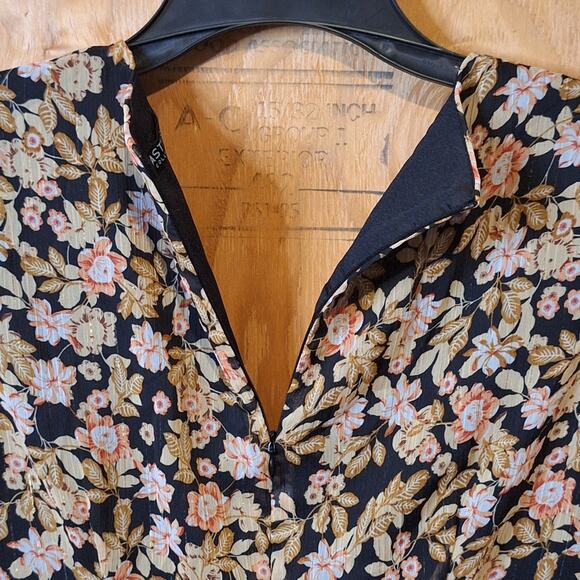 Nasty Gal Mini Dress Womens 6 Sheer Lined Floral Chiffon Metallic Club Going Out - Picture 6 of 12